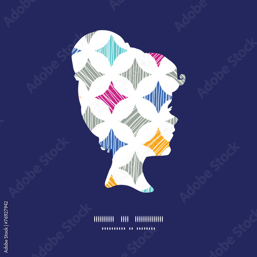 Vector colorful marble textured tiles girl portrait silhouette