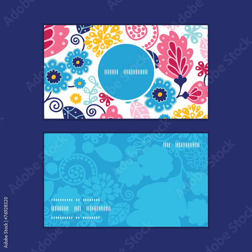 Vector fairytale flowers vertical round frame pattern business