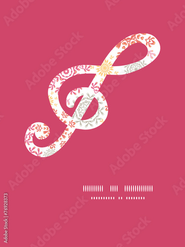 Vector folk floral circles abstract gclef musical silhouette