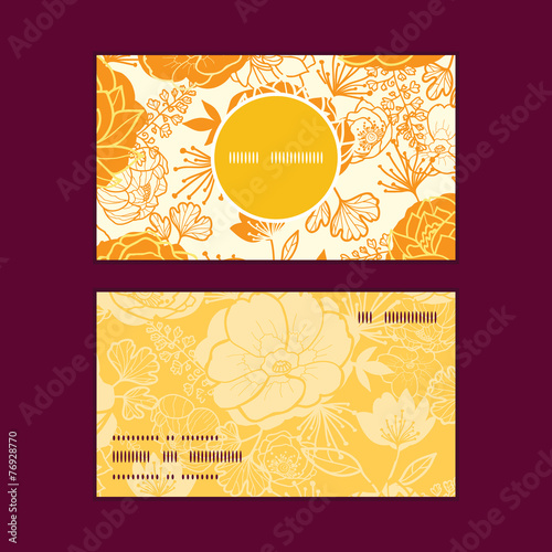 Vector golden art flowers vertical round frame pattern business