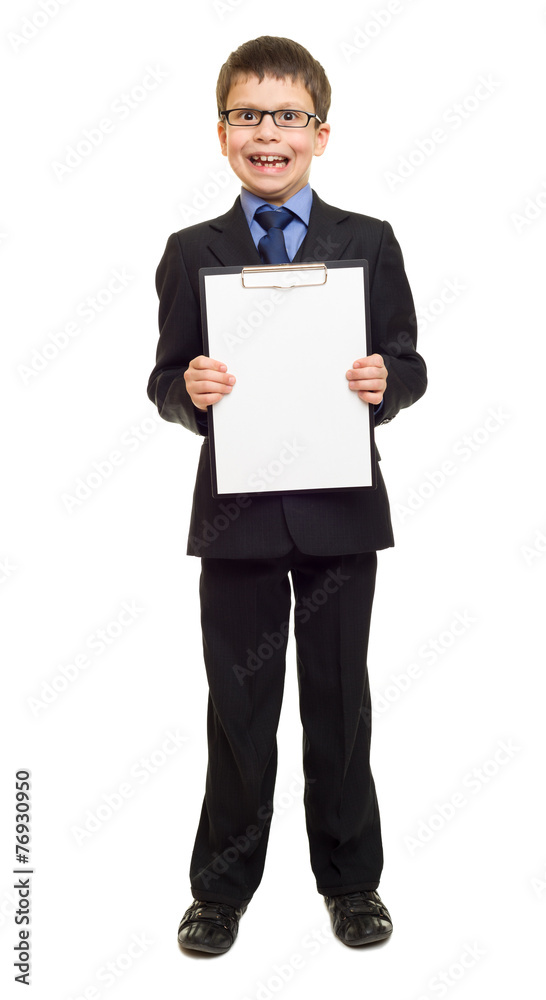 boy in suit show blank clipboard boy in suit show blank clipboard