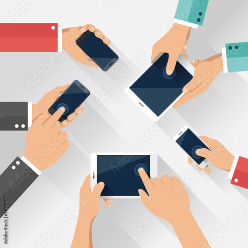 Concept of team of business using tablet and smart phone 