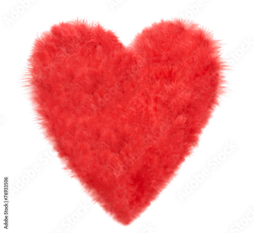 Valentines Heart shaped made of Red feathers