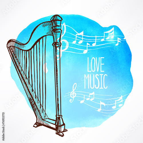 background with harp