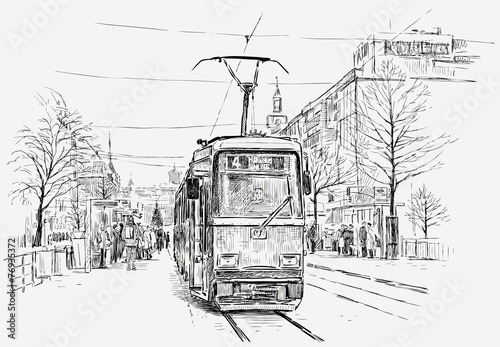 tramway in a big city