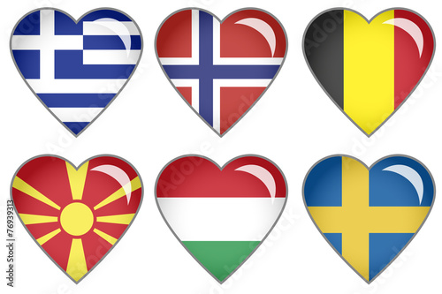 Photography Set of hearts with national flag motive