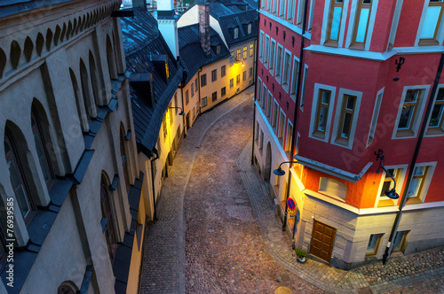 Canvas Print small street in stockholm