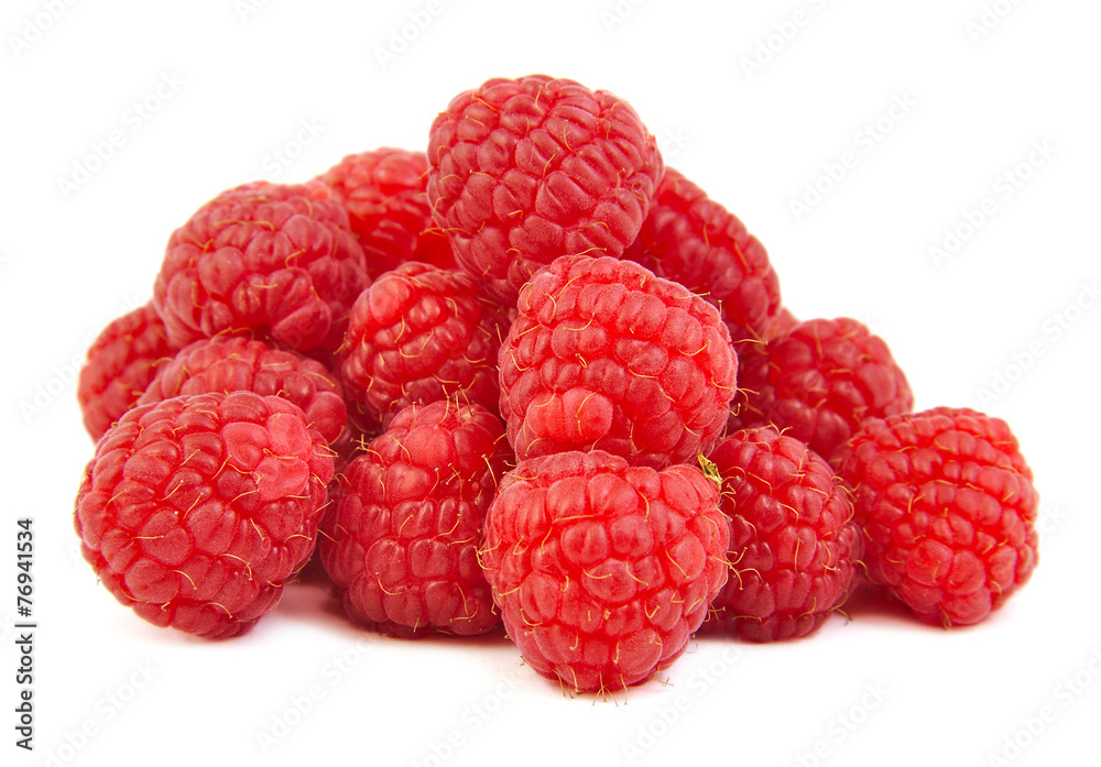 Buch of ripe raspberries on a white background. Buch of ripe raspberries on a white background.