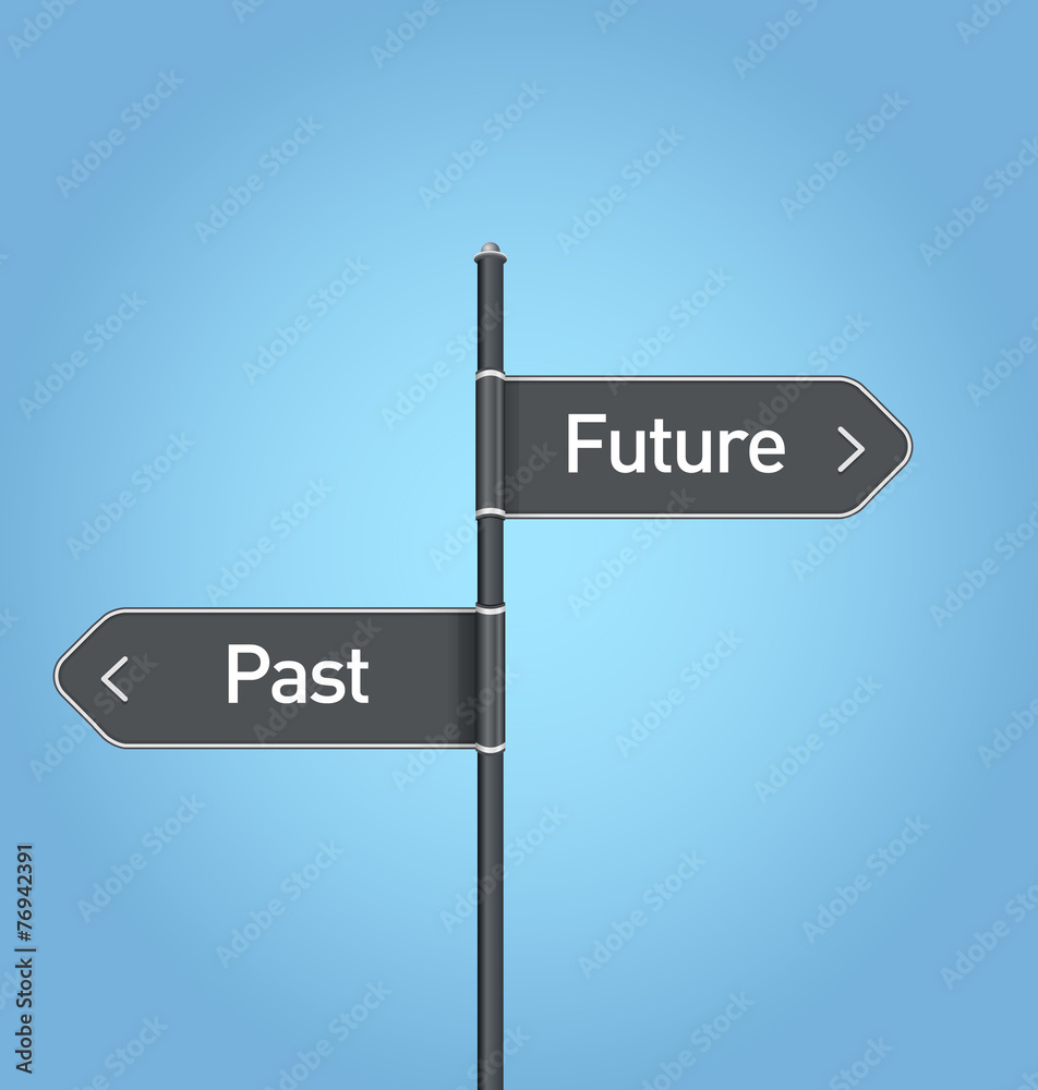 Fototapeta premium Future vs past choice road sign