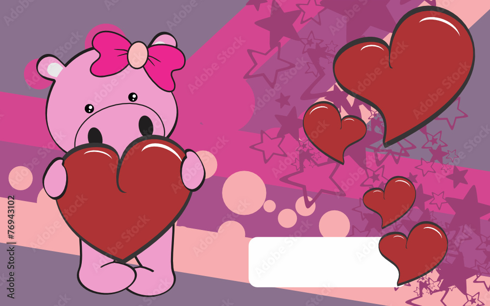cute hippo girl cartoon valentine backgorund cute hippo girl cartoon valentine backgorund