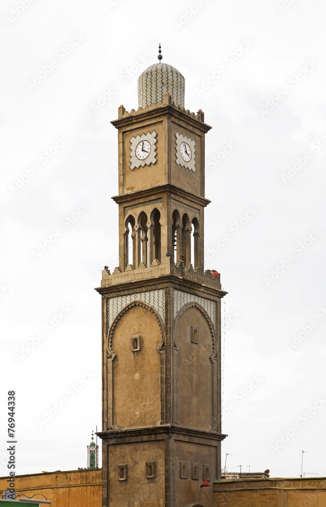 Clock tower in old Medina. Casablanca. Morocco