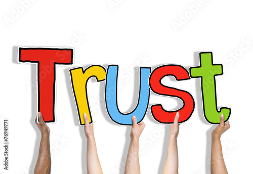Canvas Print Diverse Hands Holding the Word Trust