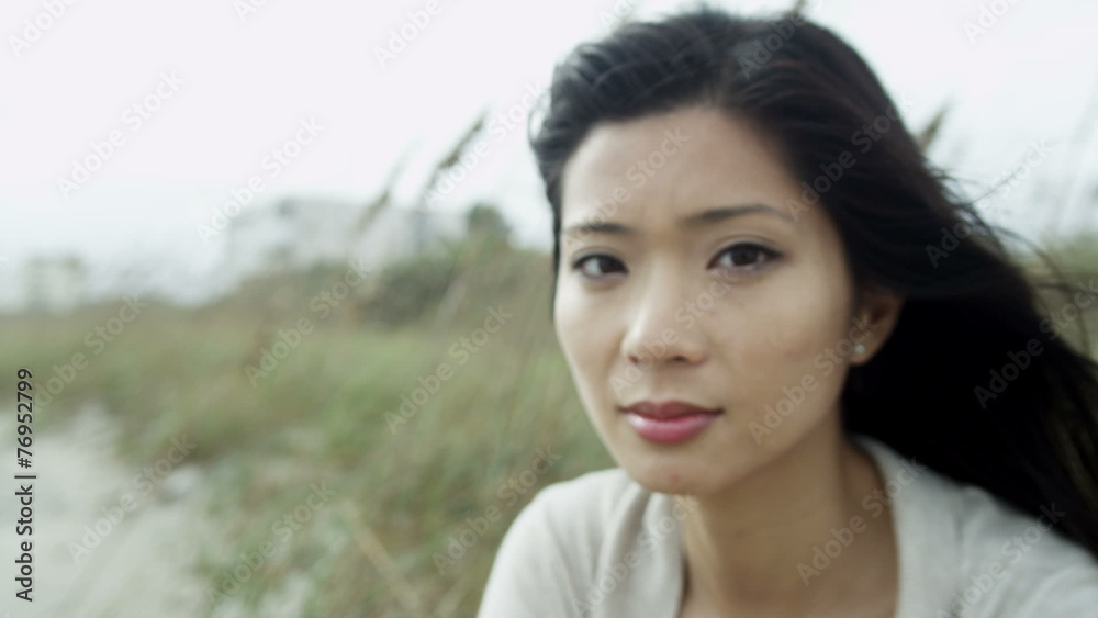 Portrait Close Up Thoughtful Young Asian Chinese Girl Portrait Close Up Thoughtful Young Asian Chinese Girl