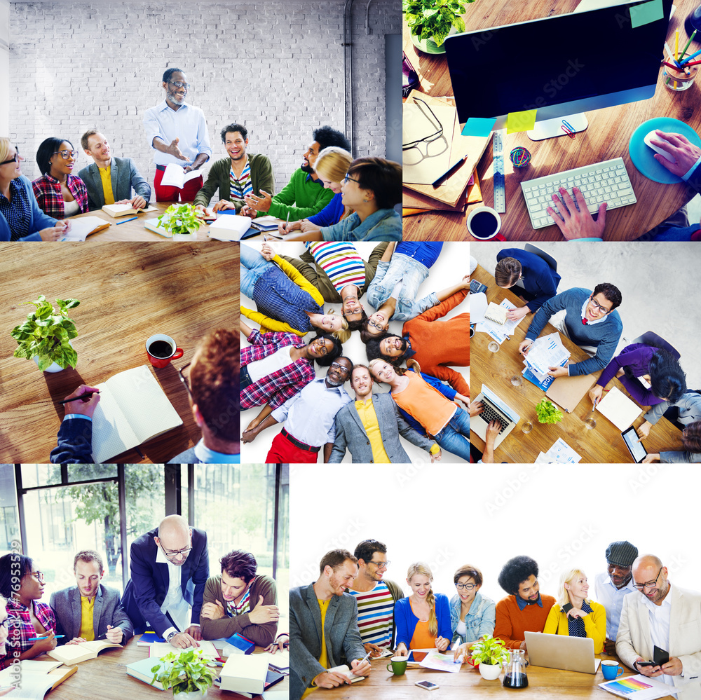 Obraz premium Diverse Group People Working Team Interaction Concept