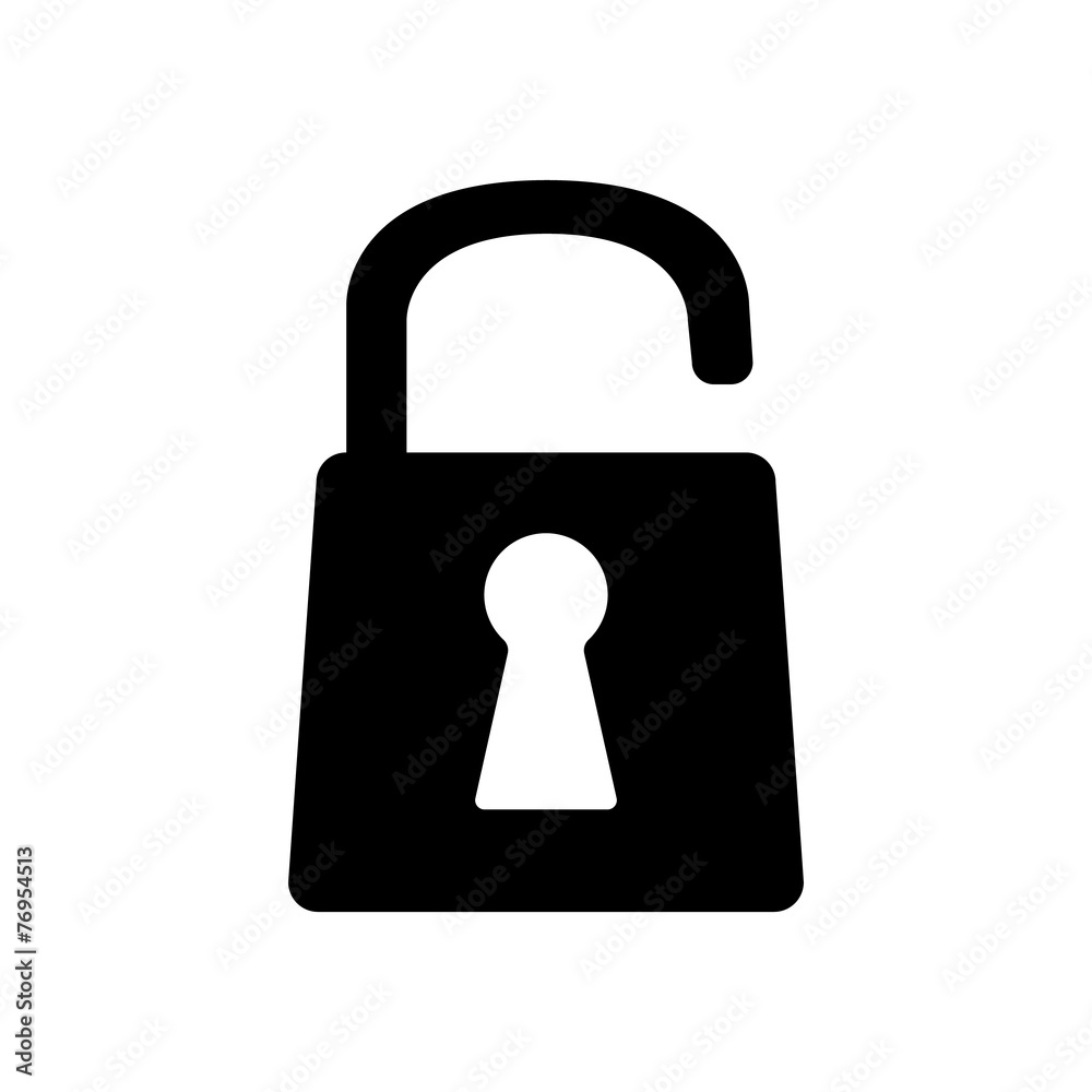 The open lock icon. Lock symbol. Flat The open lock icon. Lock symbol. Flat