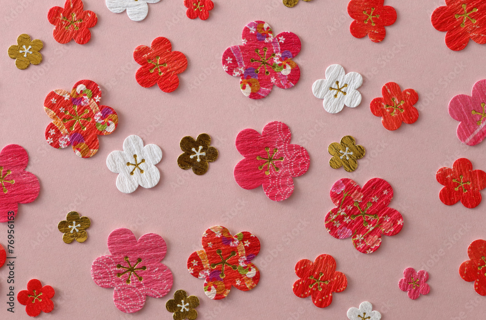 Fototapeta premium 花柄 カラフルな梅の花