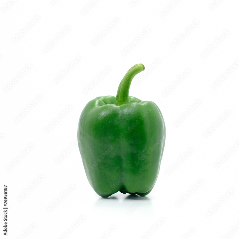 Green sweet pepper on desk ,paprika on isolate white background Green sweet pepper on desk ,paprika on isolate white background