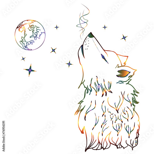 Colorful Howling Wolf