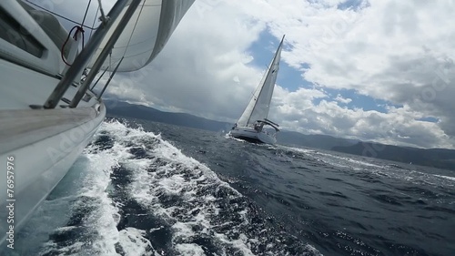 Clips set: Sailing. Yachting. Luxury boat on sea.