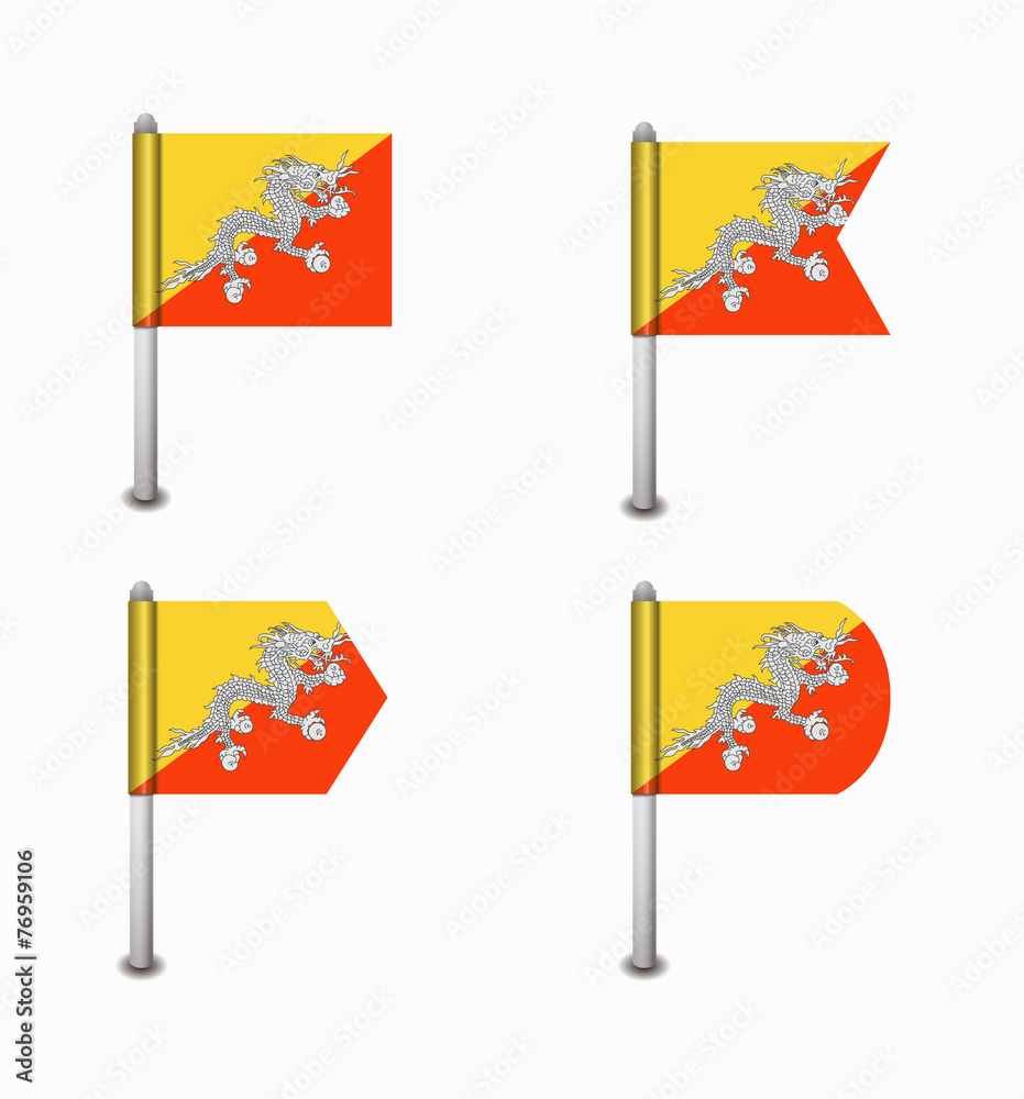 set of four flags Bhutan set of four flags Bhutan
