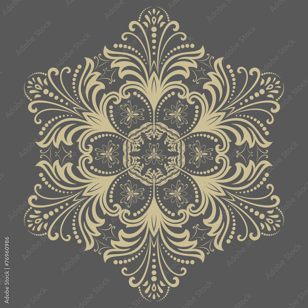 Orient Vector Pattern. Abstract Golden Ornament