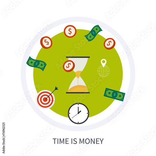 Time is money business concept in modern flat design.