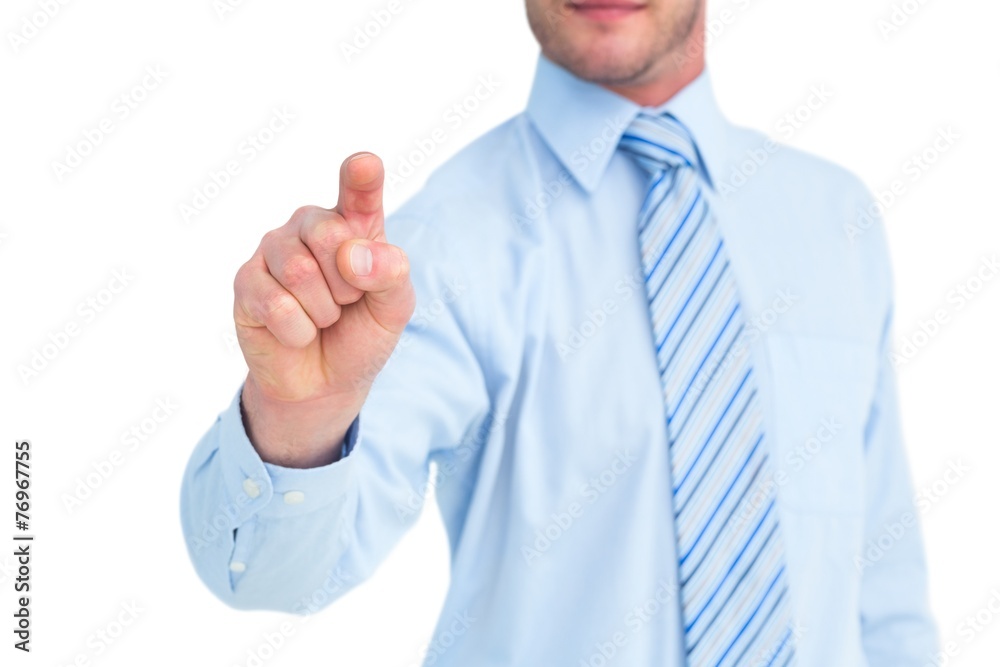 Businessman in shirt pointing with his finger Businessman in shirt pointing with his finger