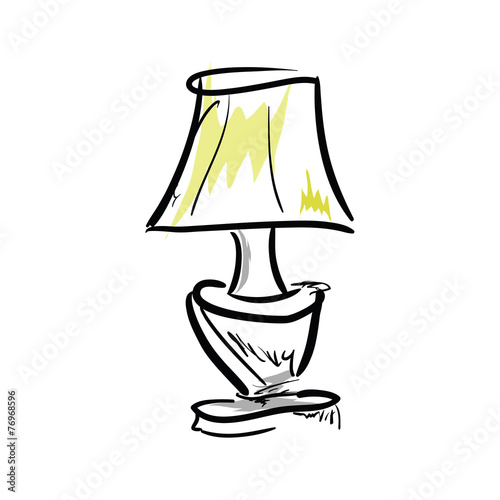 Cartoon lamp on white background. 