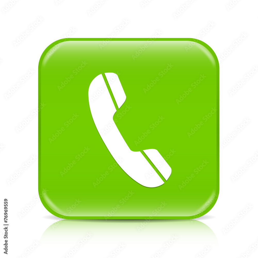 Light green phone button icon with reflection Light green phone button icon with reflection
