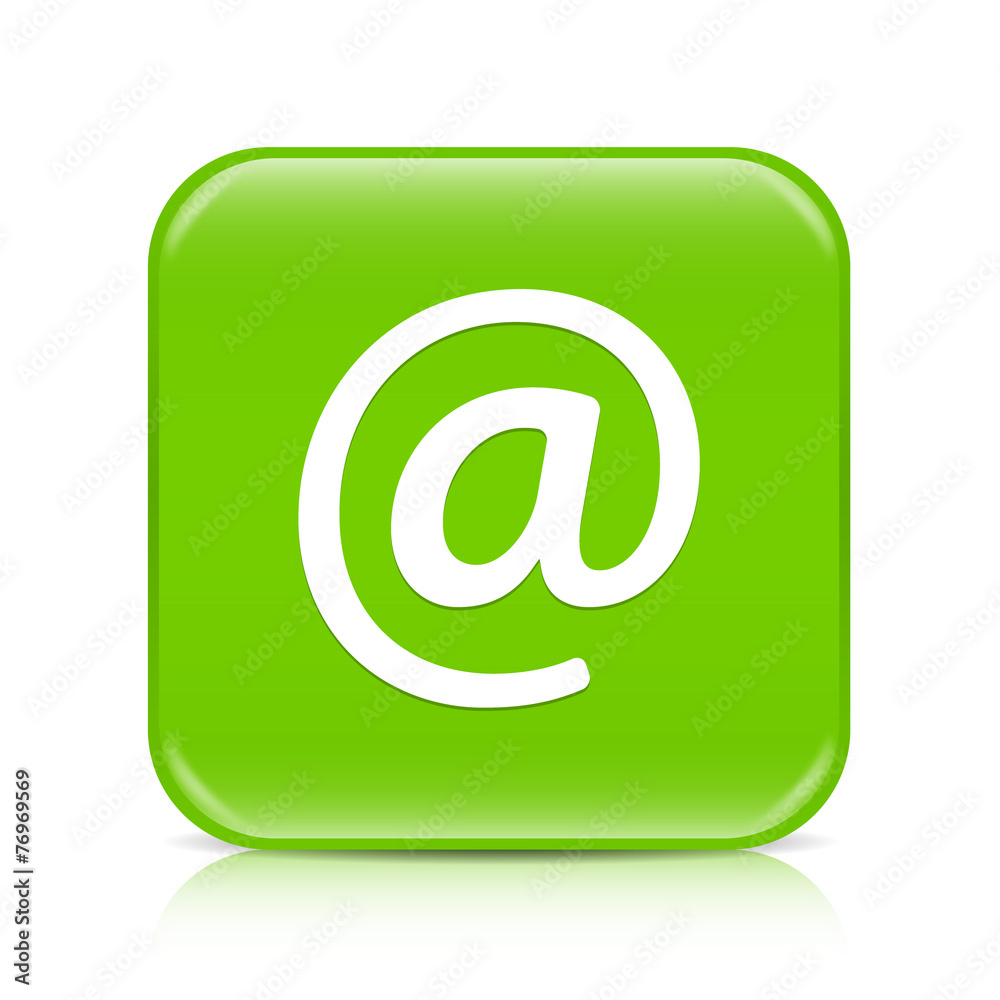 Light green email button icon with reflection Light green email button icon with reflection