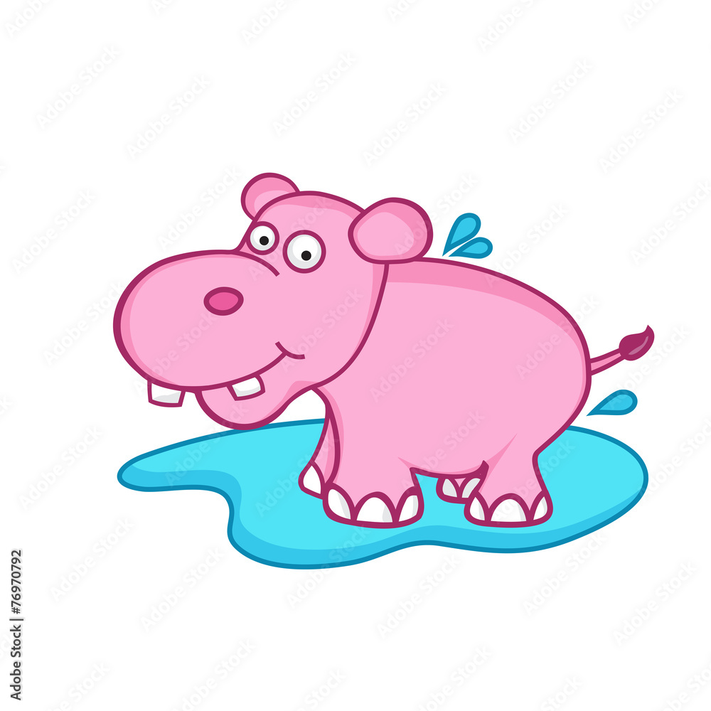Funny cute cartoon of hippopotamus. Funny cute cartoon of hippopotamus.
