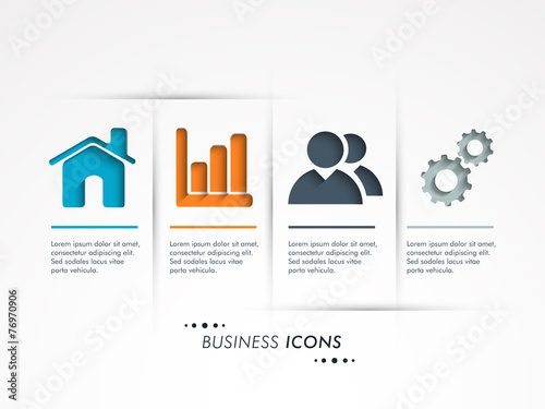 Glossy web icons on grey background for business.