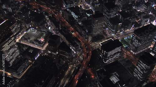 Aerial Tokyo illuminated Hakozaki interchange structure travel Japan  photo