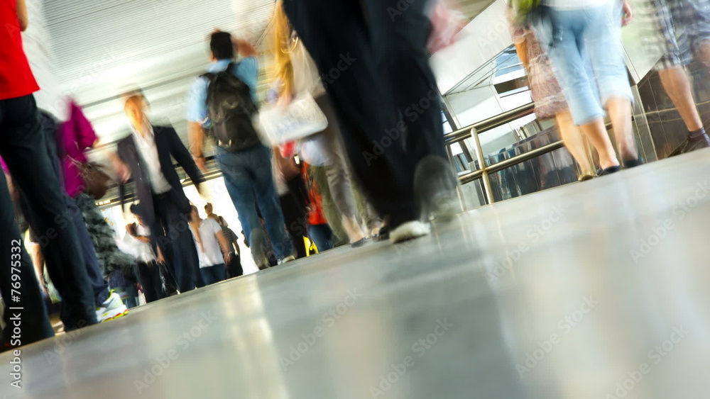 Time lapse view commuters  blurred motion, Hong Kong