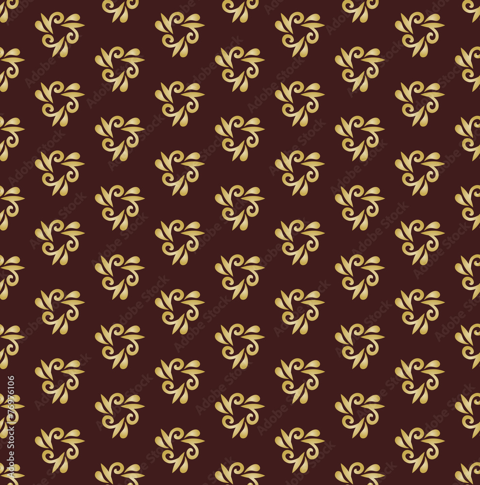 Floral Seamless Vector Golden Pattern. Orient Abstract Floral Seamless Vector Golden Pattern. Orient Abstract