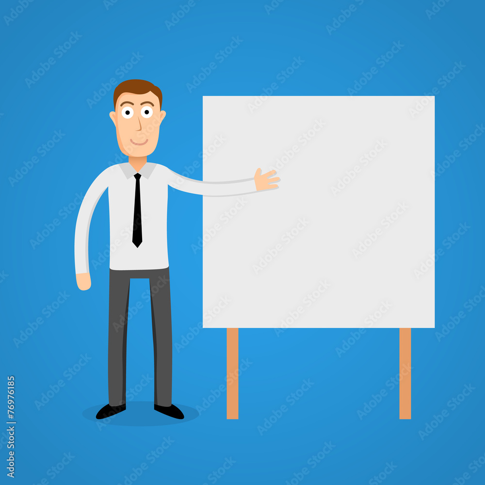 Business man presentation on white board. Business man presentation on white board.