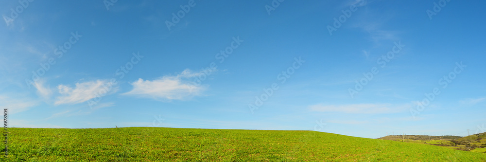 Collina panoramica con prato verde e cielo azzurro - Terra Collina panoramica con prato verde e cielo azzurro - Terra
