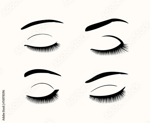 Vector eyelashes and eyebrows silhouettes