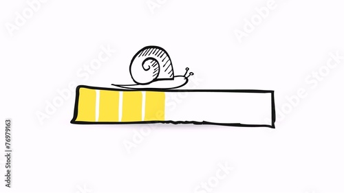 Downloading, loading status bar graphic animation with snail
