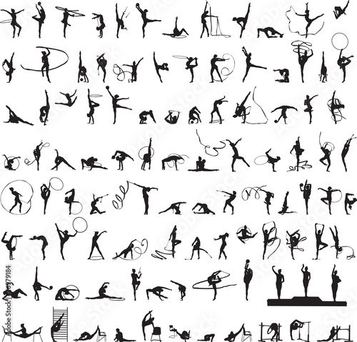 set of silhouettes Rhythmic Gymnastics