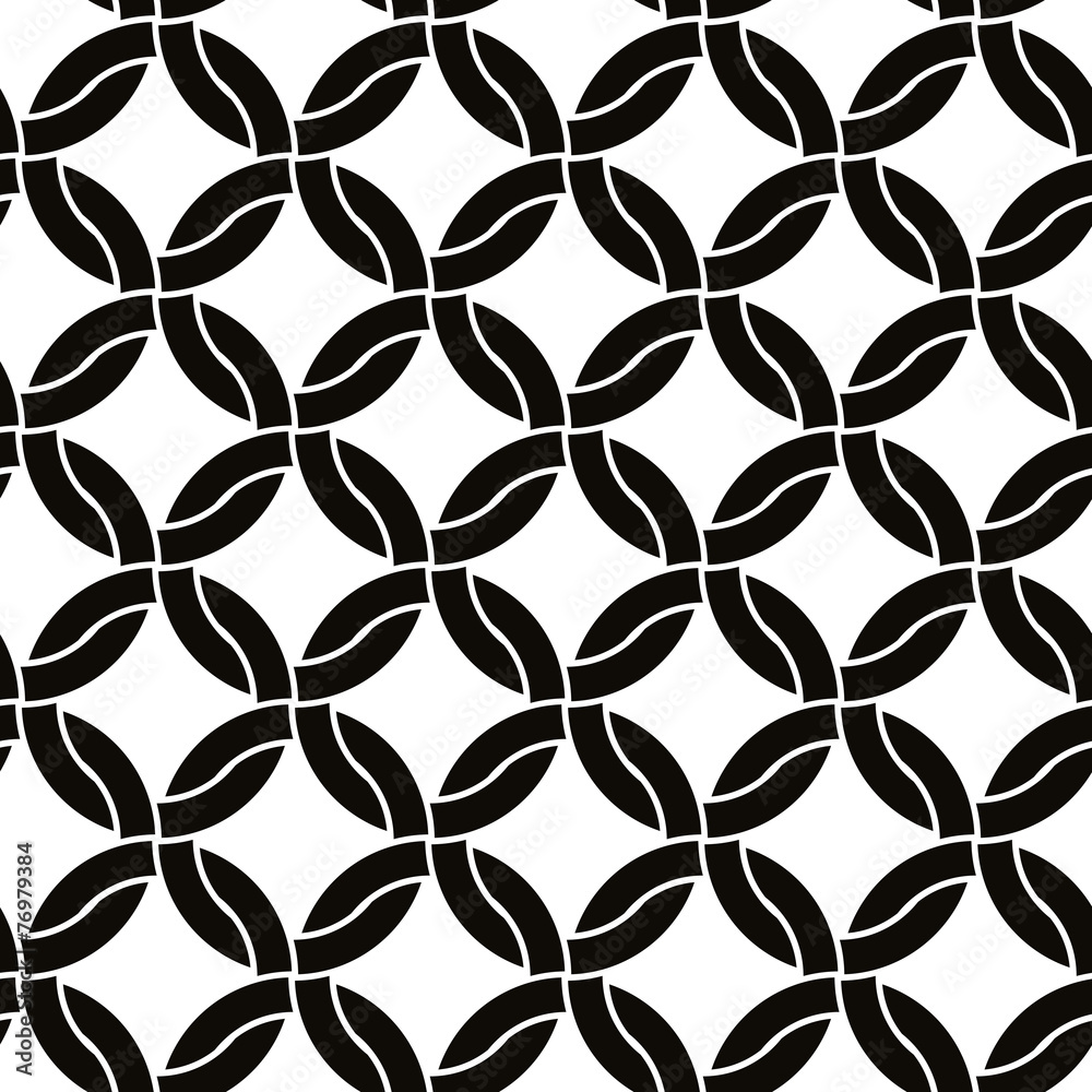Fototapeta premium Round shapes seamless pattern, black and white background.