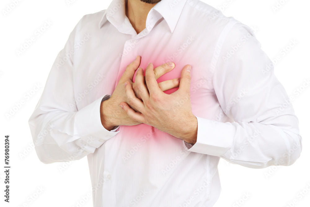 Man having chest pain - heart attack Man having chest pain - heart attack