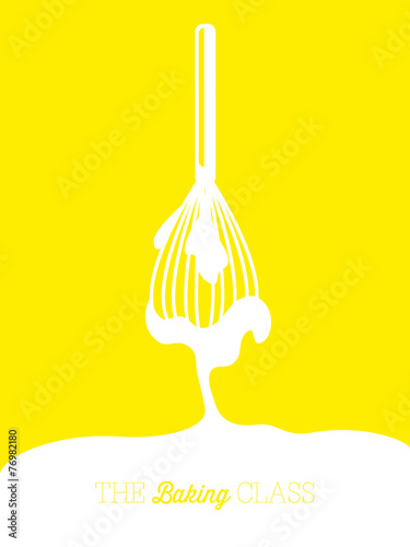 Vector whisk on yellow background. Vector design.