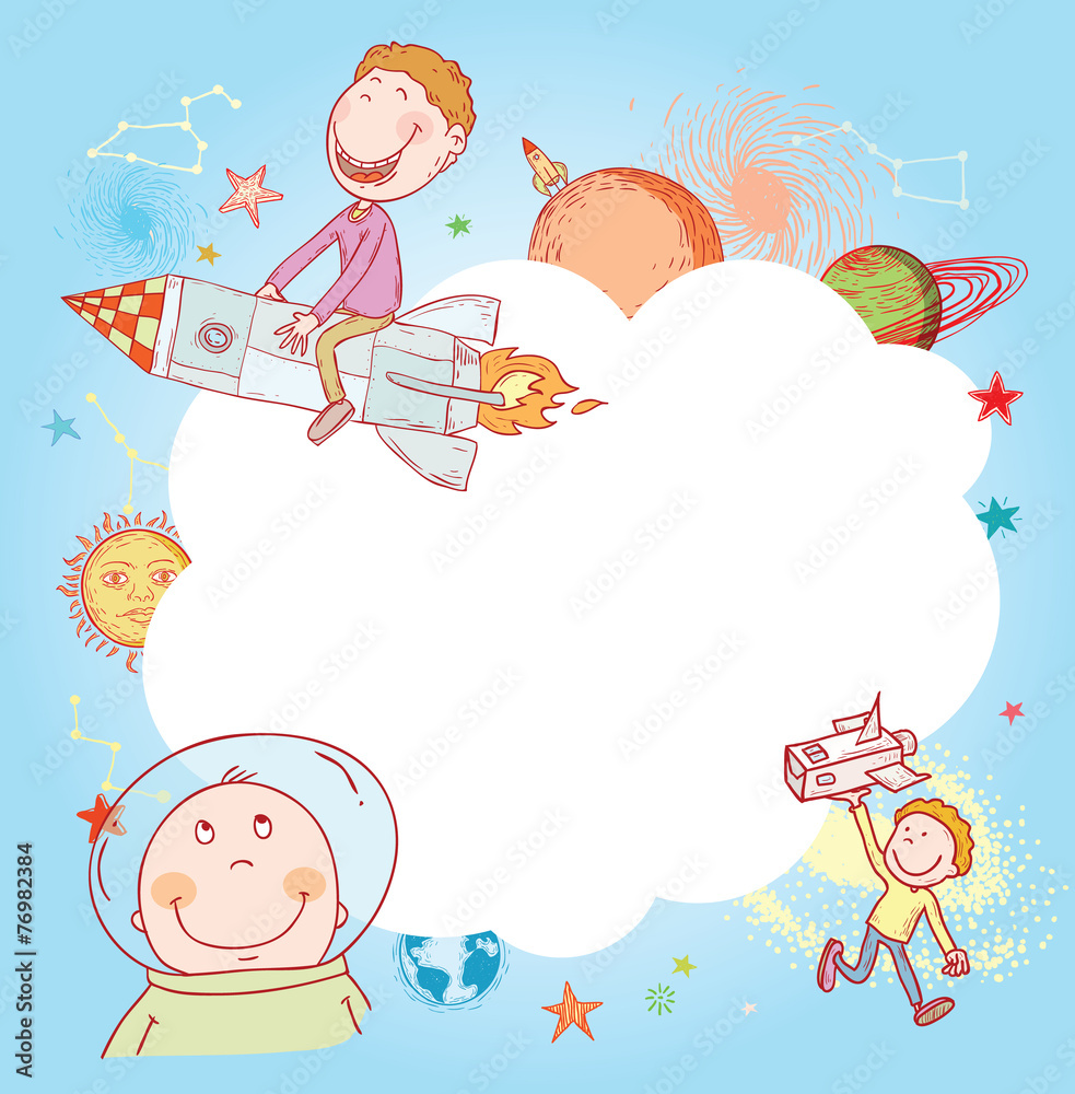 Space Banners or Bookmarks, hand drawn vector illustration. Space Banners or Bookmarks, hand drawn vector illustration.
