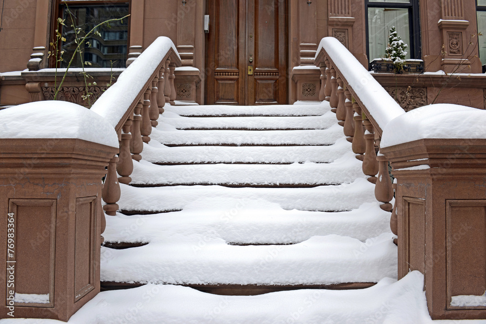 Fototapeta premium Entrance Staircase on Brownstone Apartment Building, Manhattan