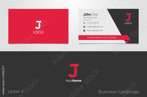 J Letter Logo Corporate Business card