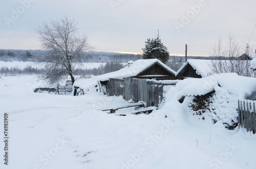 Russian village in the winter © enskanto