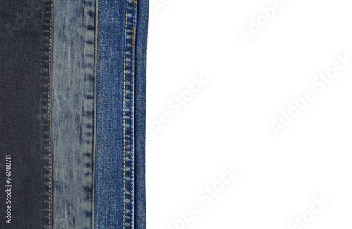 Jeans are beautifully detailed blue, dark blue and black