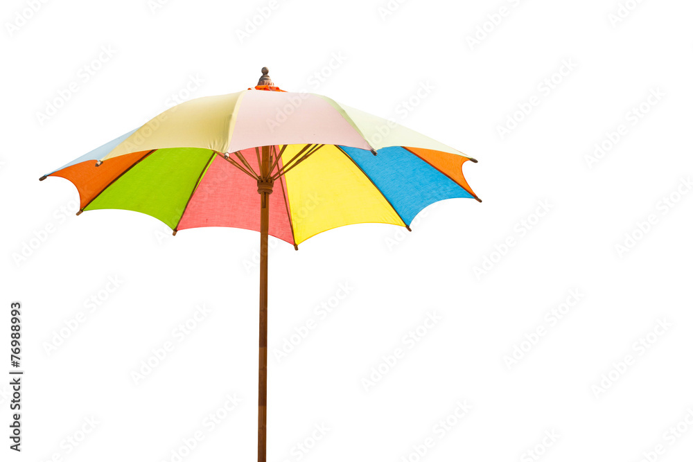 colorful wood umbrella isolated on white