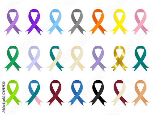 Cancer awareness ribbons, vector set collection